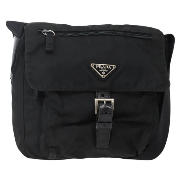 PRADA Shoulder Bag Nylon Black Silver - Picture 1 of 13